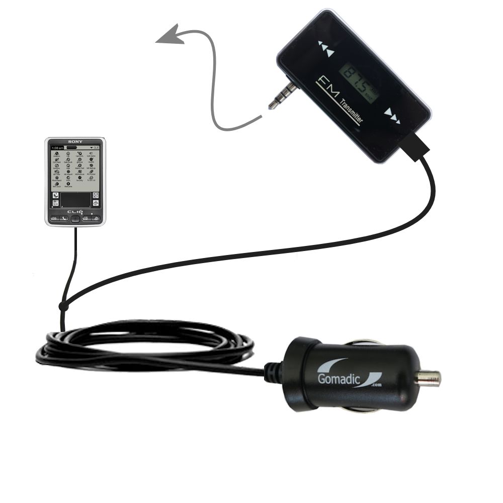 FM Transmitter Plus Car Charger compatible with the Sony Clie SL10