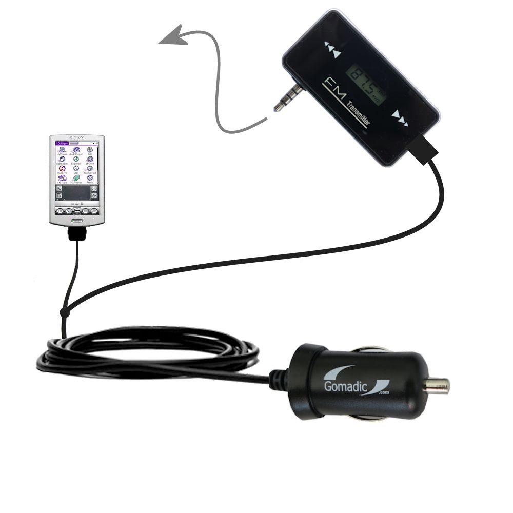 FM Transmitter Plus Car Charger compatible with the Sony Clie T600 T615