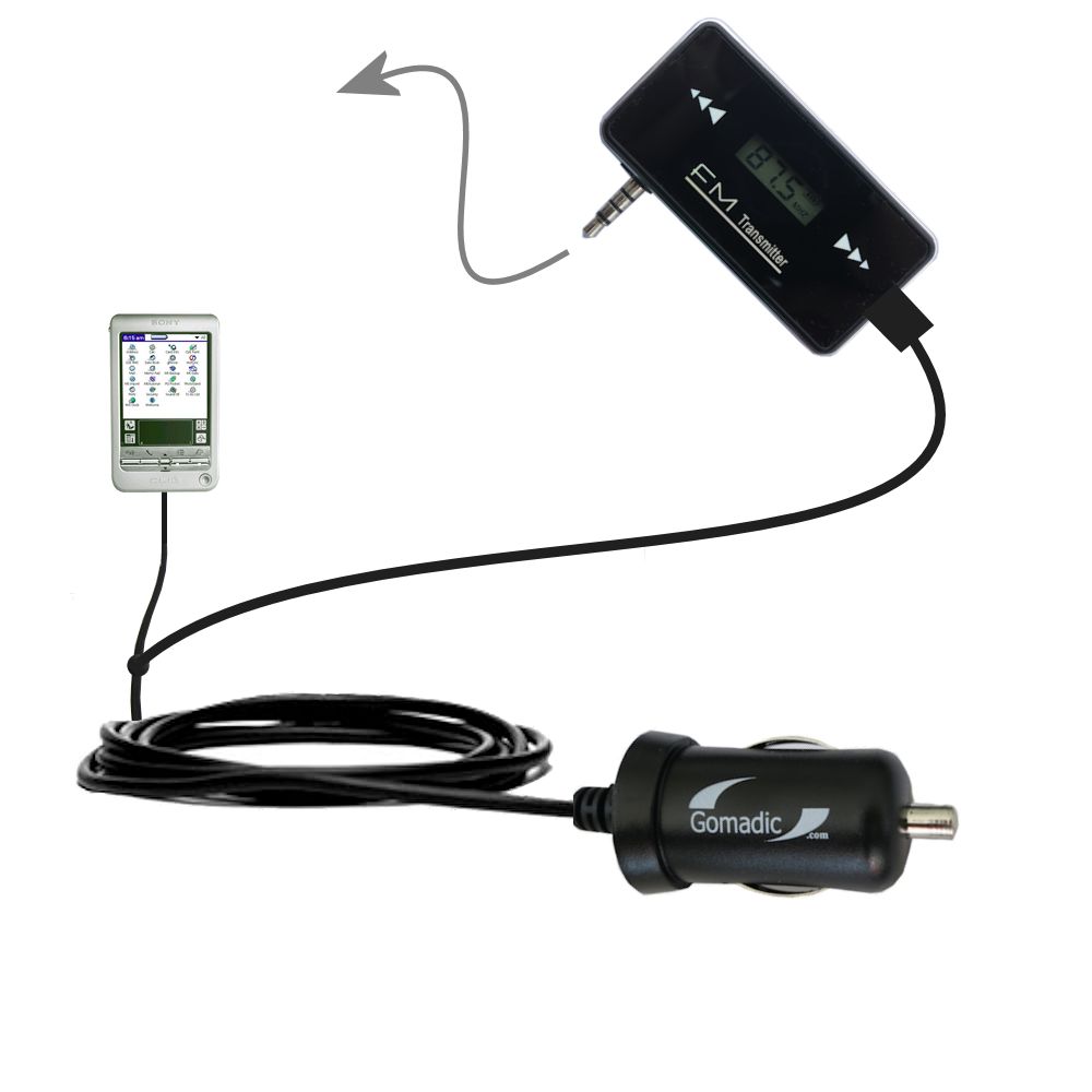 FM Transmitter Plus Car Charger compatible with the Sony Clie T625C T650C T665C