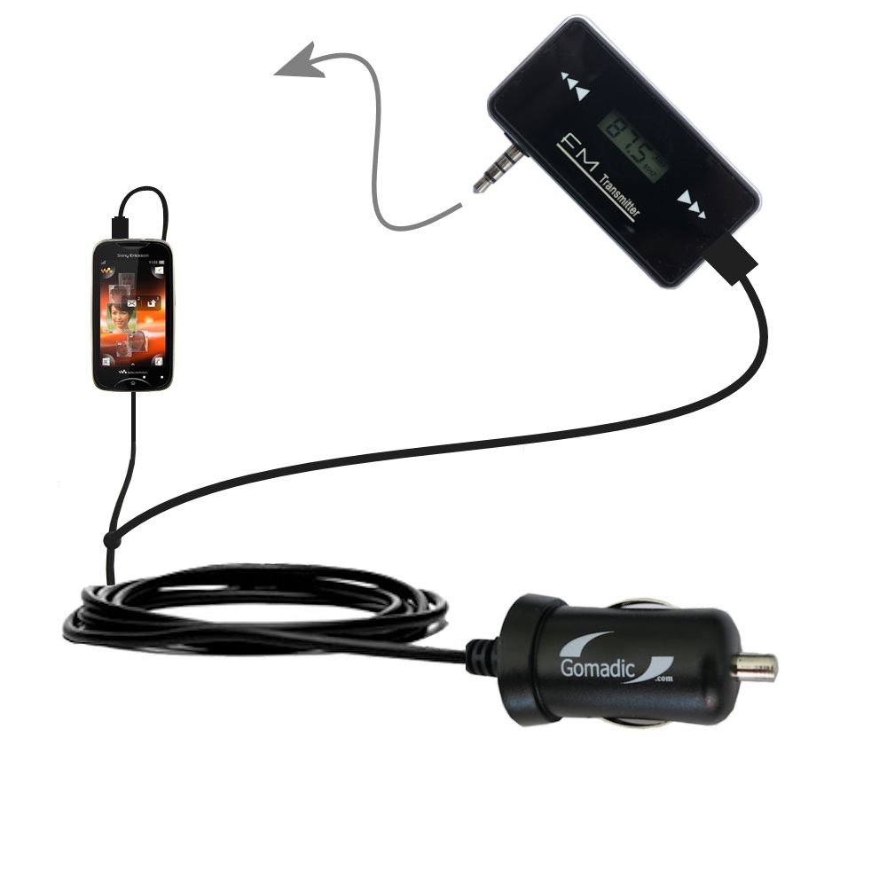 FM Transmitter Plus Car Charger compatible with the Sony Ericsson Mix Walkman