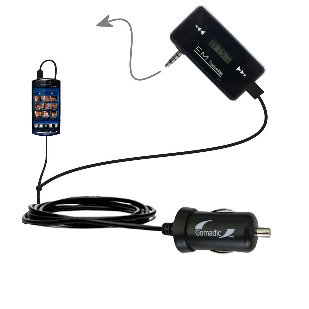 FM Transmitter Plus Car Charger compatible with the Sony Ericsson MT15i