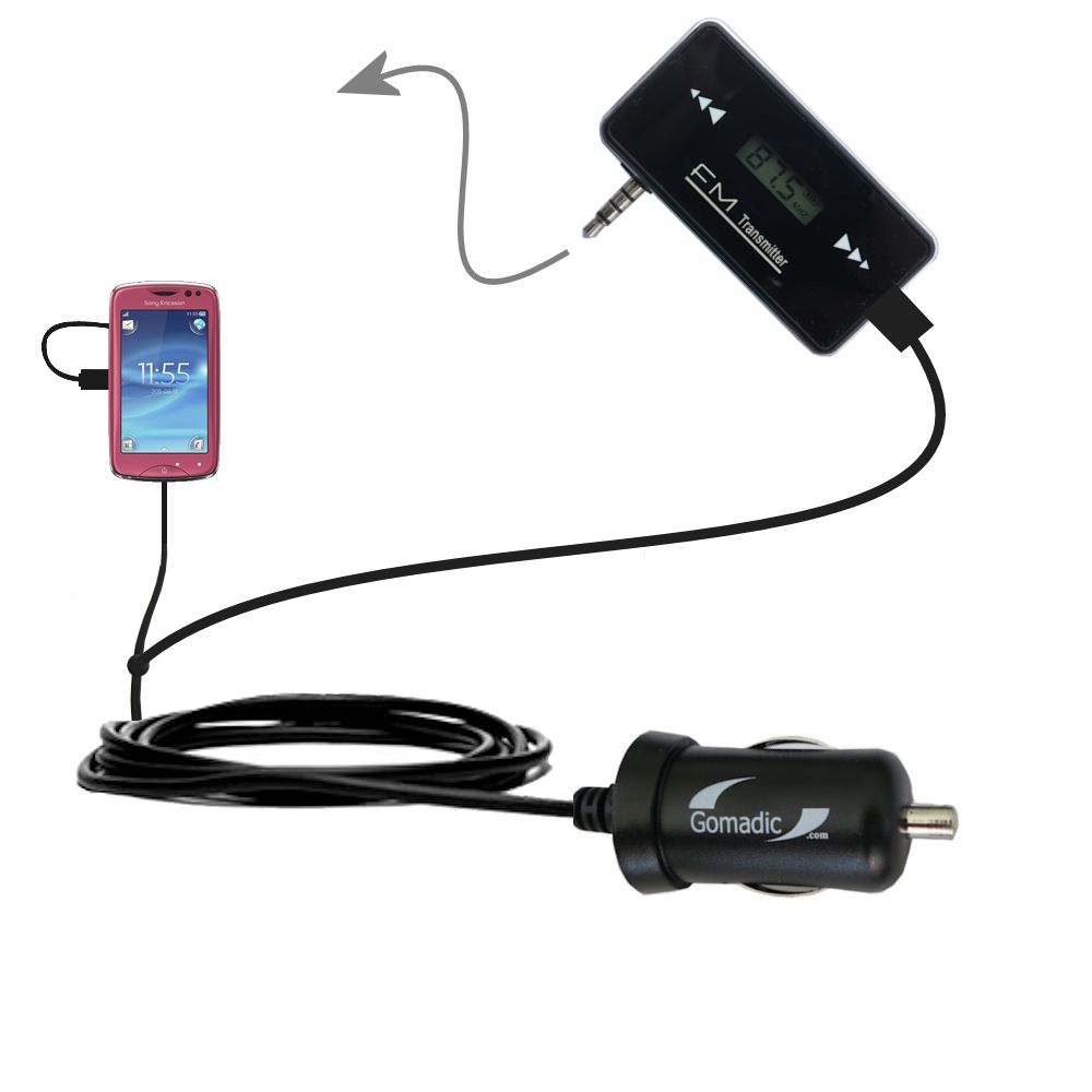 FM Transmitter Plus Car Charger compatible with the Sony Ericsson txt Pro