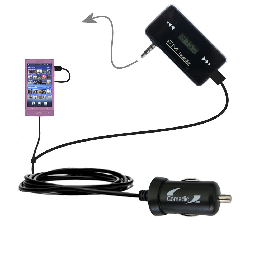 FM Transmitter Plus Car Charger compatible with the Sony Ericsson X12