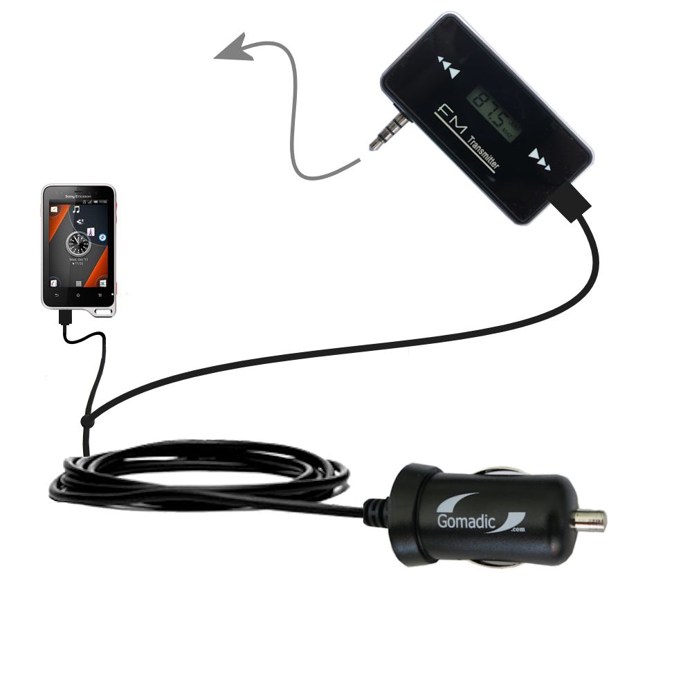 FM Transmitter Plus Car Charger compatible with the Sony Ericsson Xperia active