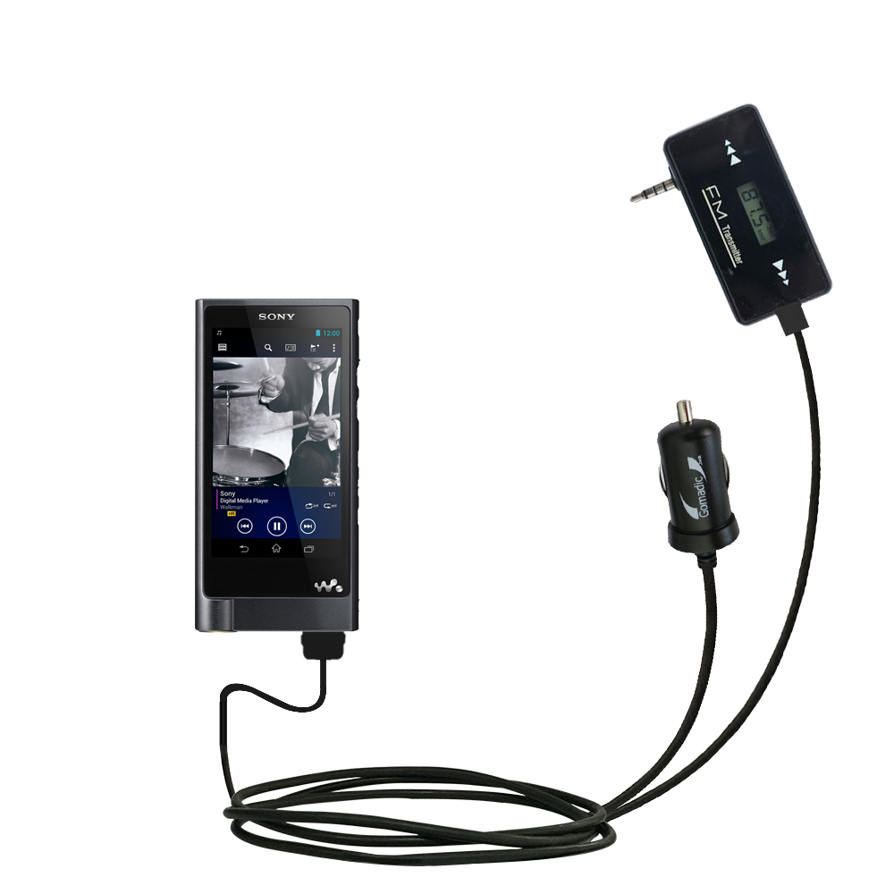 FM Transmitter Plus Car Charger compatible with the Sony NW-ZX2 / ZX2
