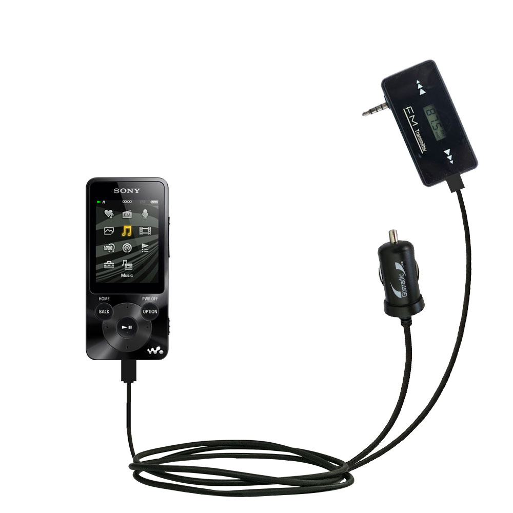 FM Transmitter Plus Car Charger compatible with the Sony NWZ-E380