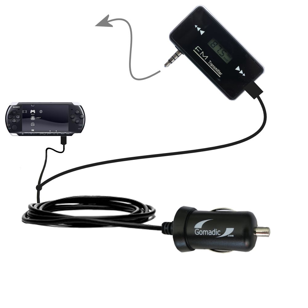 FM Transmitter Plus Car Charger compatible with the Sony PSP-1001 Playstation Portable