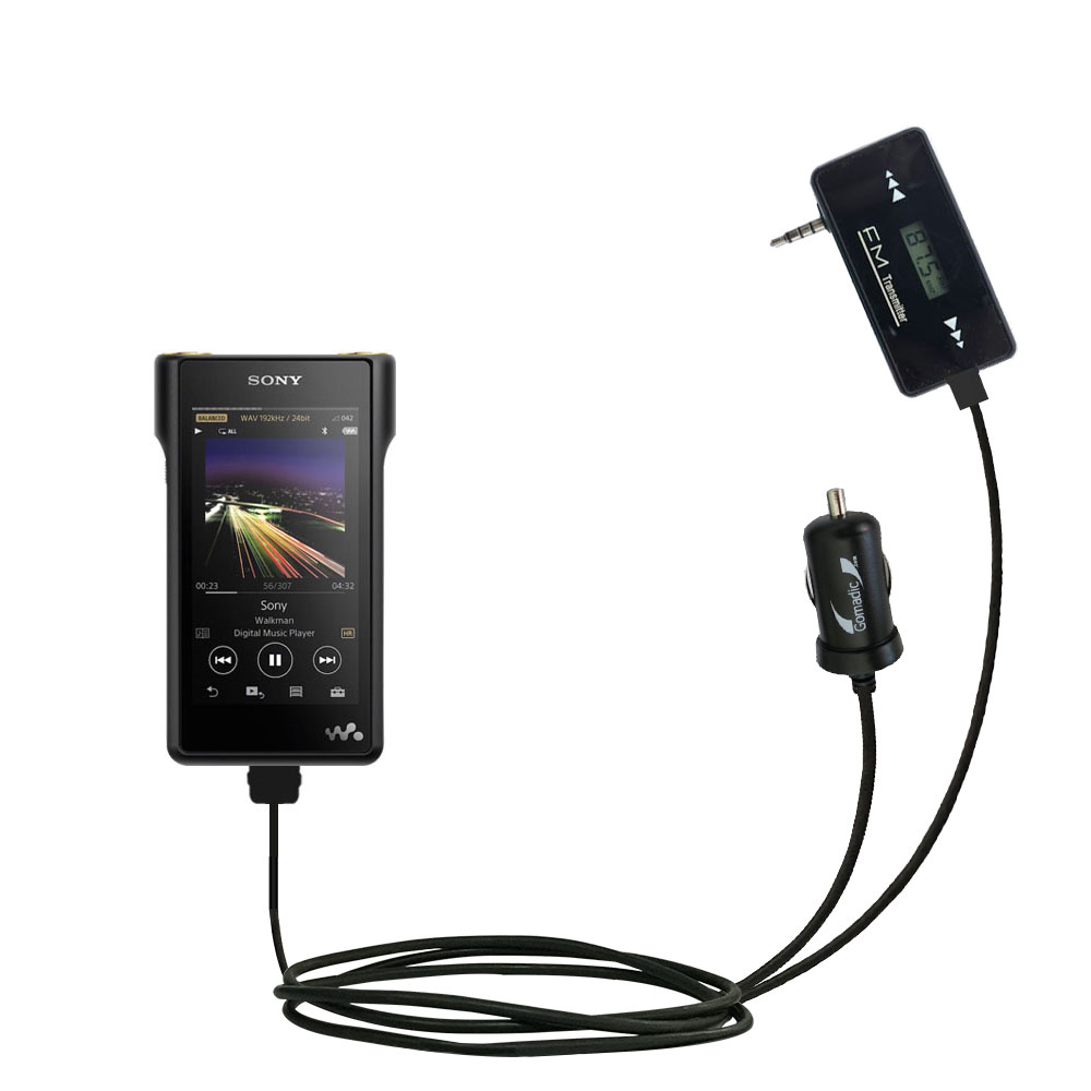 FM Transmitter Plus Car Charger compatible with the Sony Walkman NW-WM1A