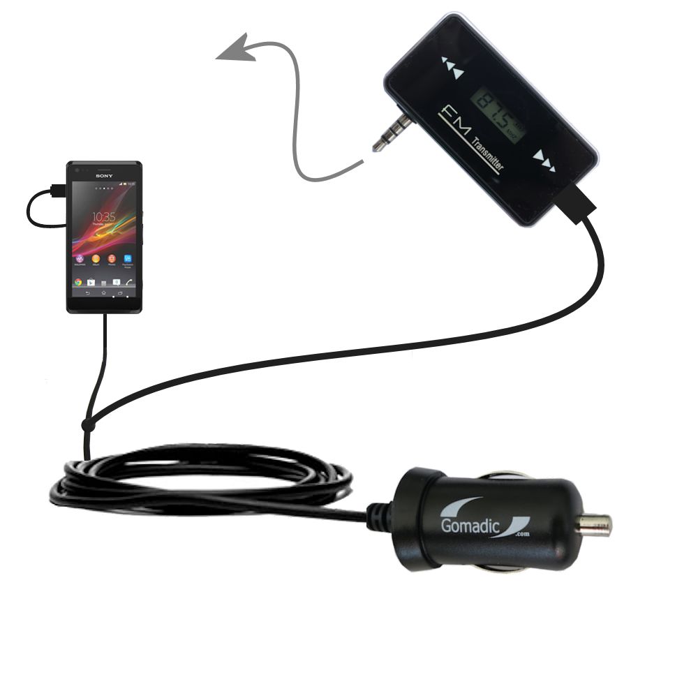 FM Transmitter Plus Car Charger compatible with the Sony Xperia M