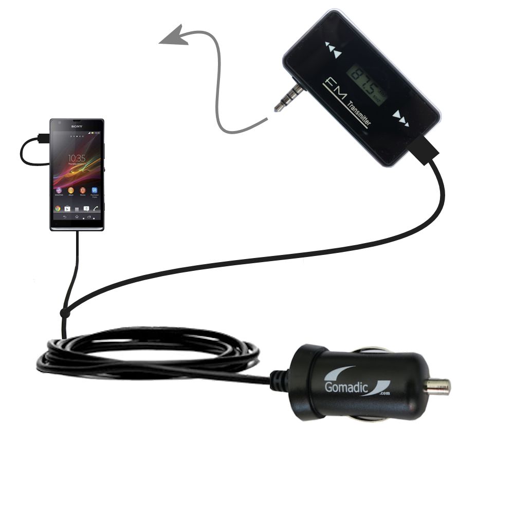 FM Transmitter Plus Car Charger compatible with the Sony Xperia SP