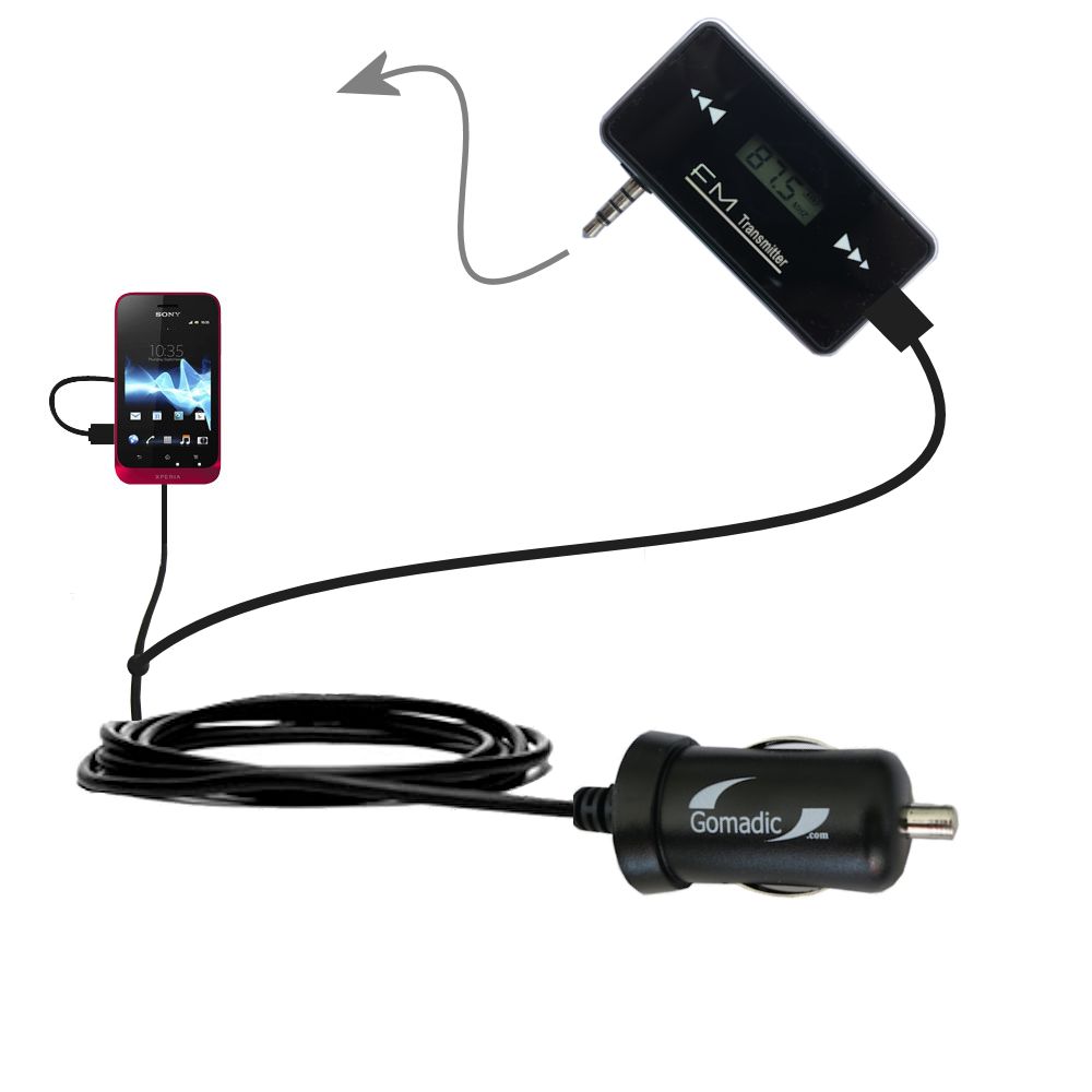 FM Transmitter Plus Car Charger compatible with the Sony Xperia Tipo Dual