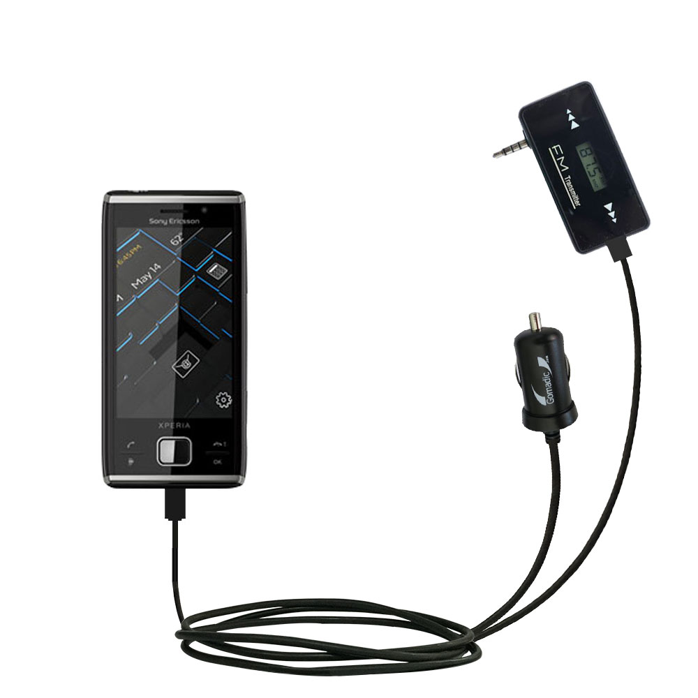 FM Transmitter Plus Car Charger compatible with the Sony Xperia X2