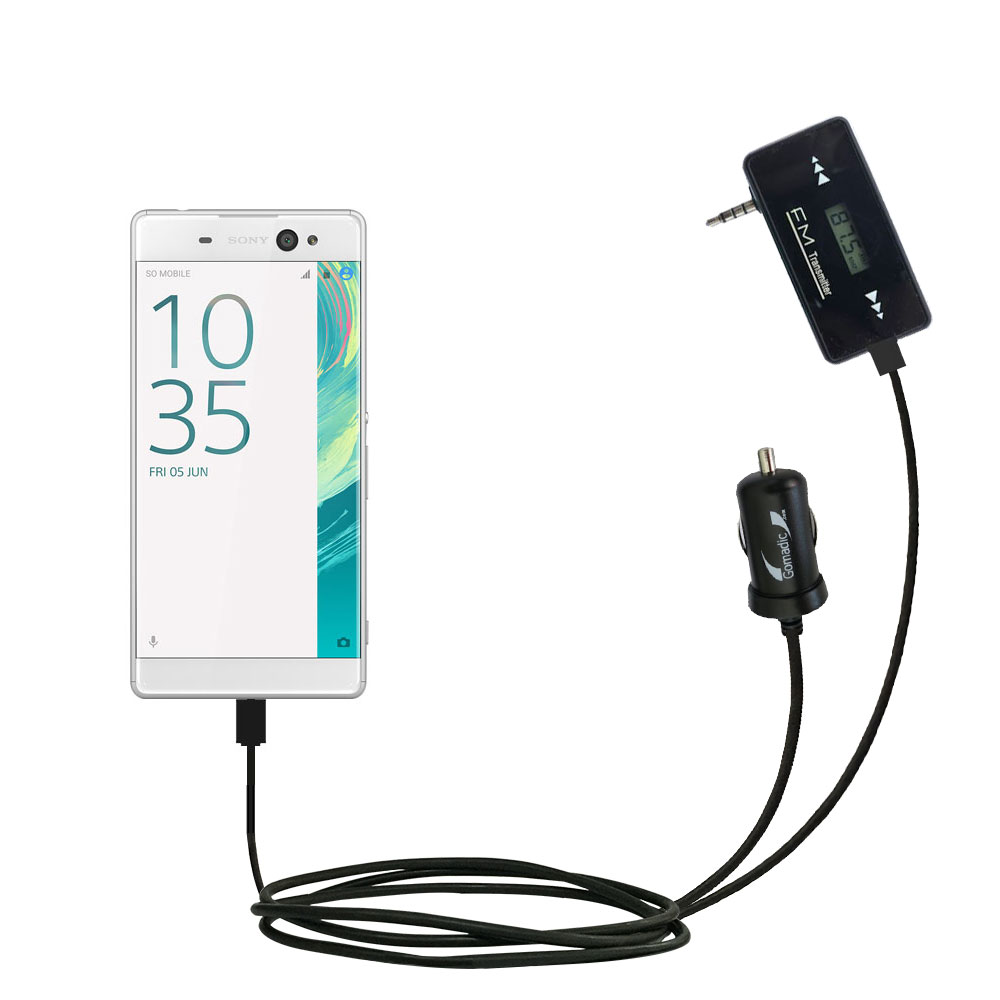 FM Transmitter Plus Car Charger compatible with the Sony Xperia XA Ultra