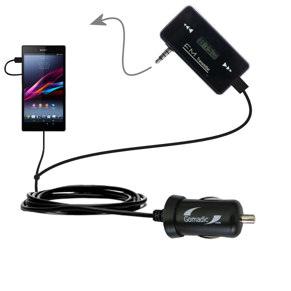 FM Transmitter Plus Car Charger compatible with the Sony Xperia Z Ultra