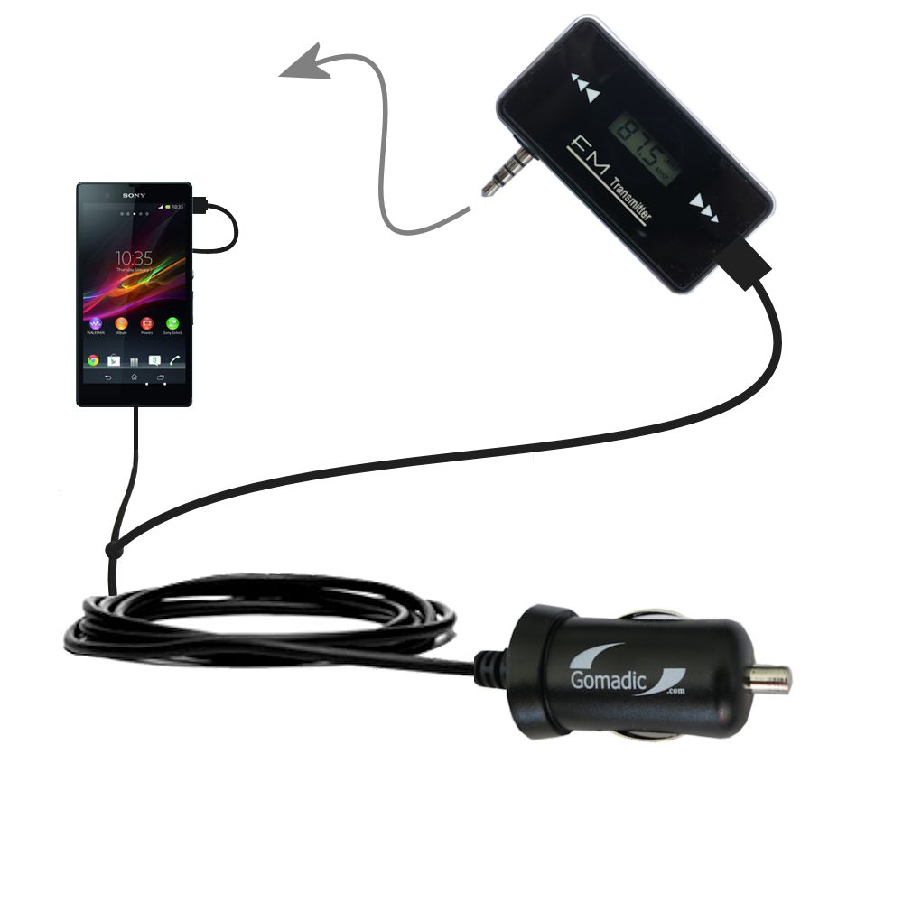 FM Transmitter Plus Car Charger compatible with the Sony Xperia ZL