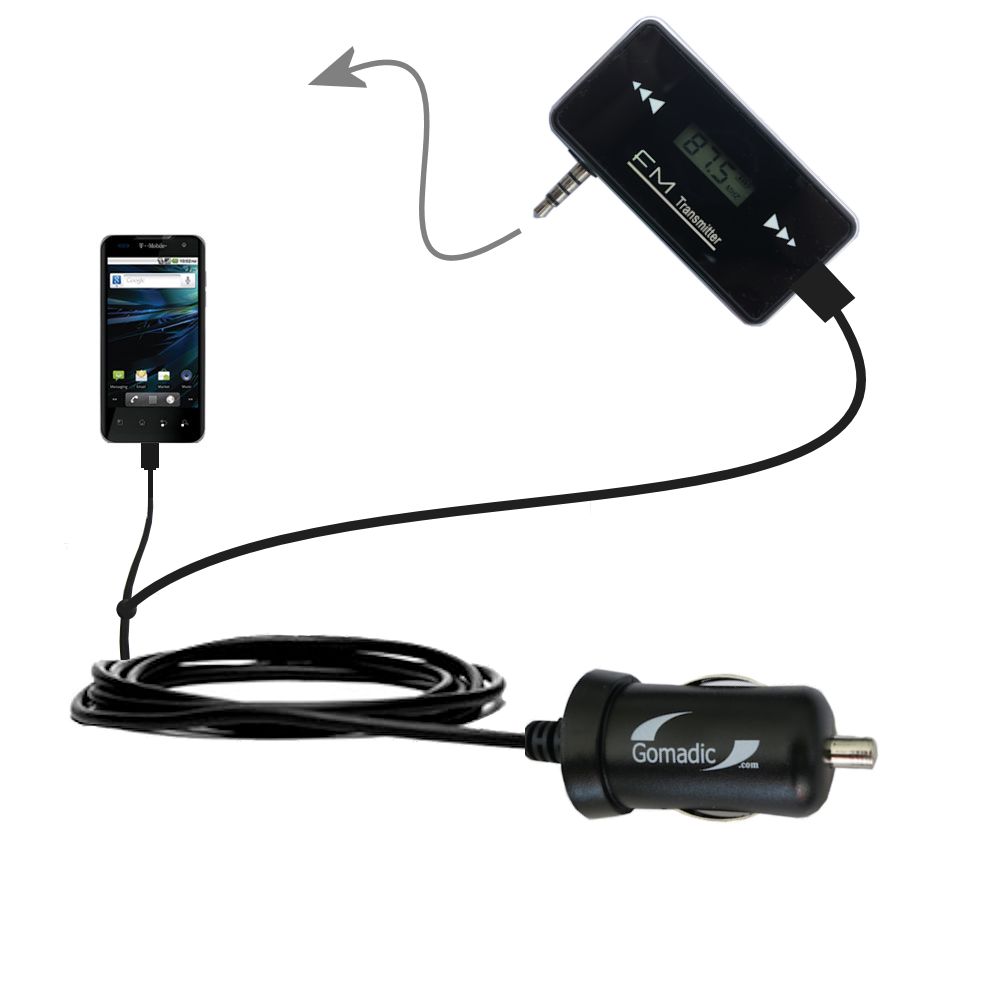 FM Transmitter Plus Car Charger compatible with the T-Mobile G2x