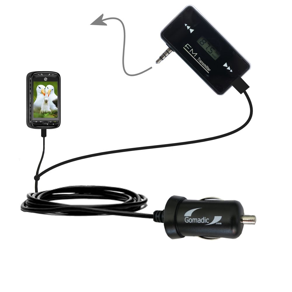 FM Transmitter Plus Car Charger compatible with the T-Mobile MyTouch 3G Slide
