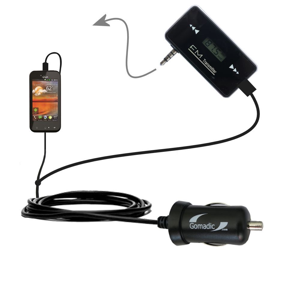 FM Transmitter Plus Car Charger compatible with the T-Mobile myTouch Q