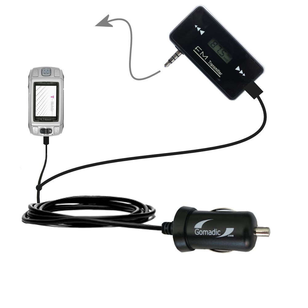 FM Transmitter Plus Car Charger compatible with the T-Mobile Sidekick