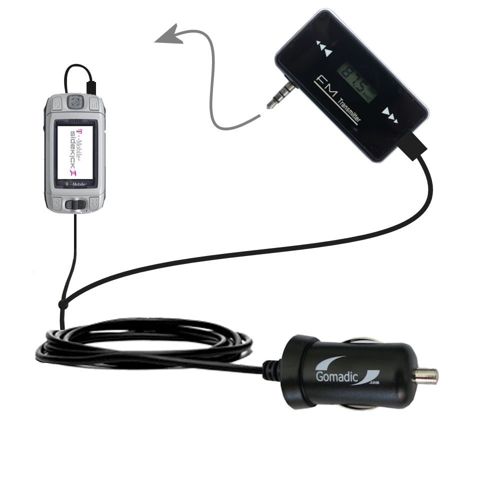 FM Transmitter Plus Car Charger compatible with the T-Mobile Sidekick Color