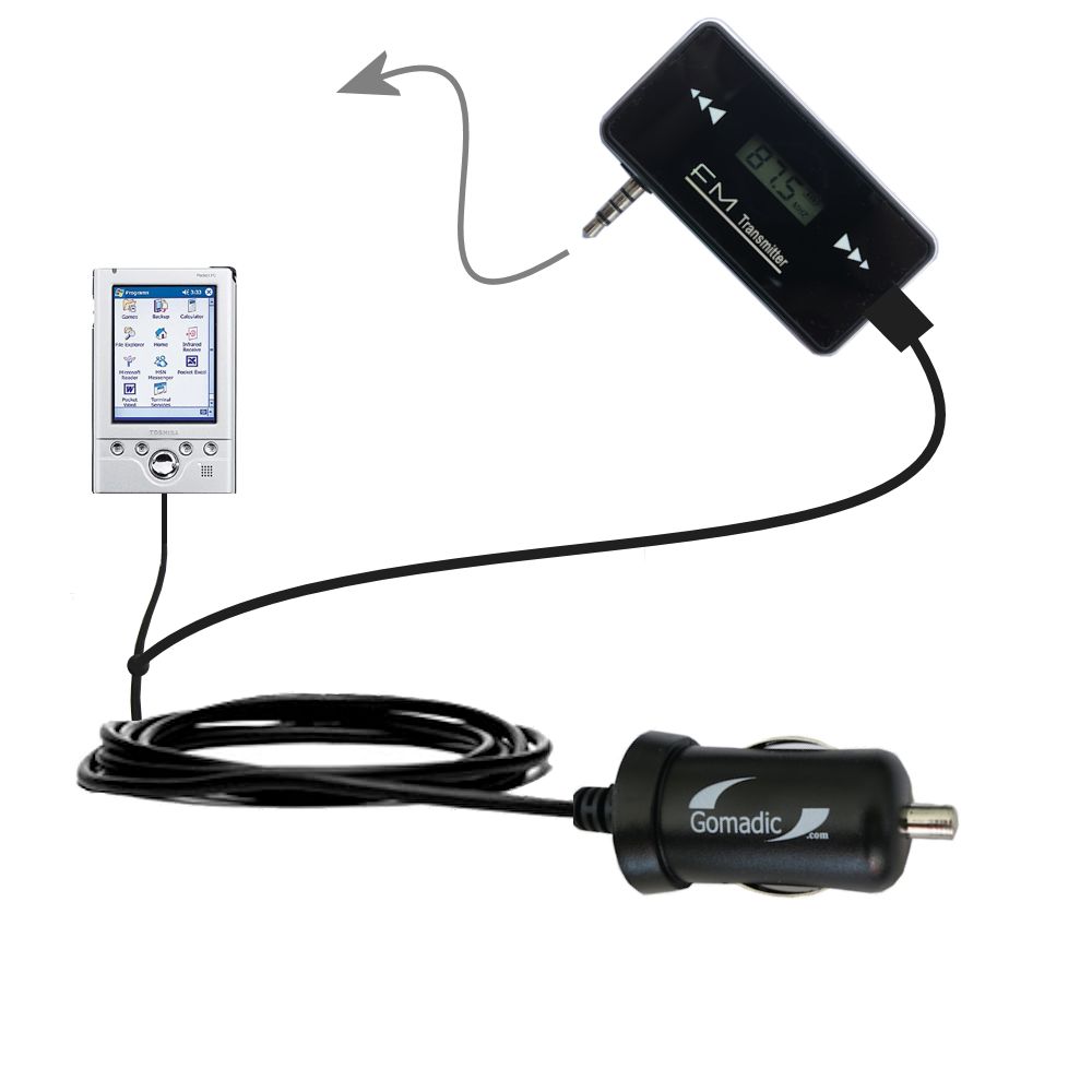 FM Transmitter Plus Car Charger compatible with the Toshiba e330