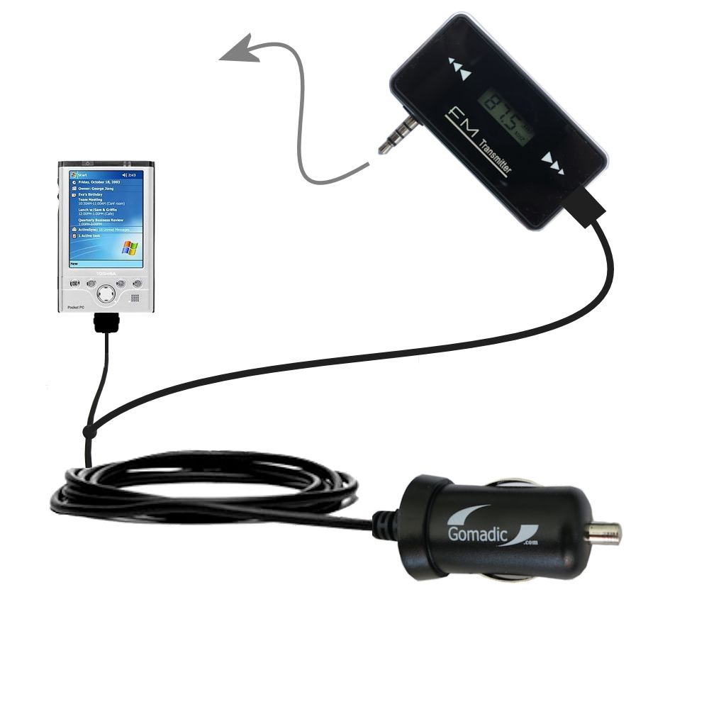 FM Transmitter Plus Car Charger compatible with the Toshiba e755