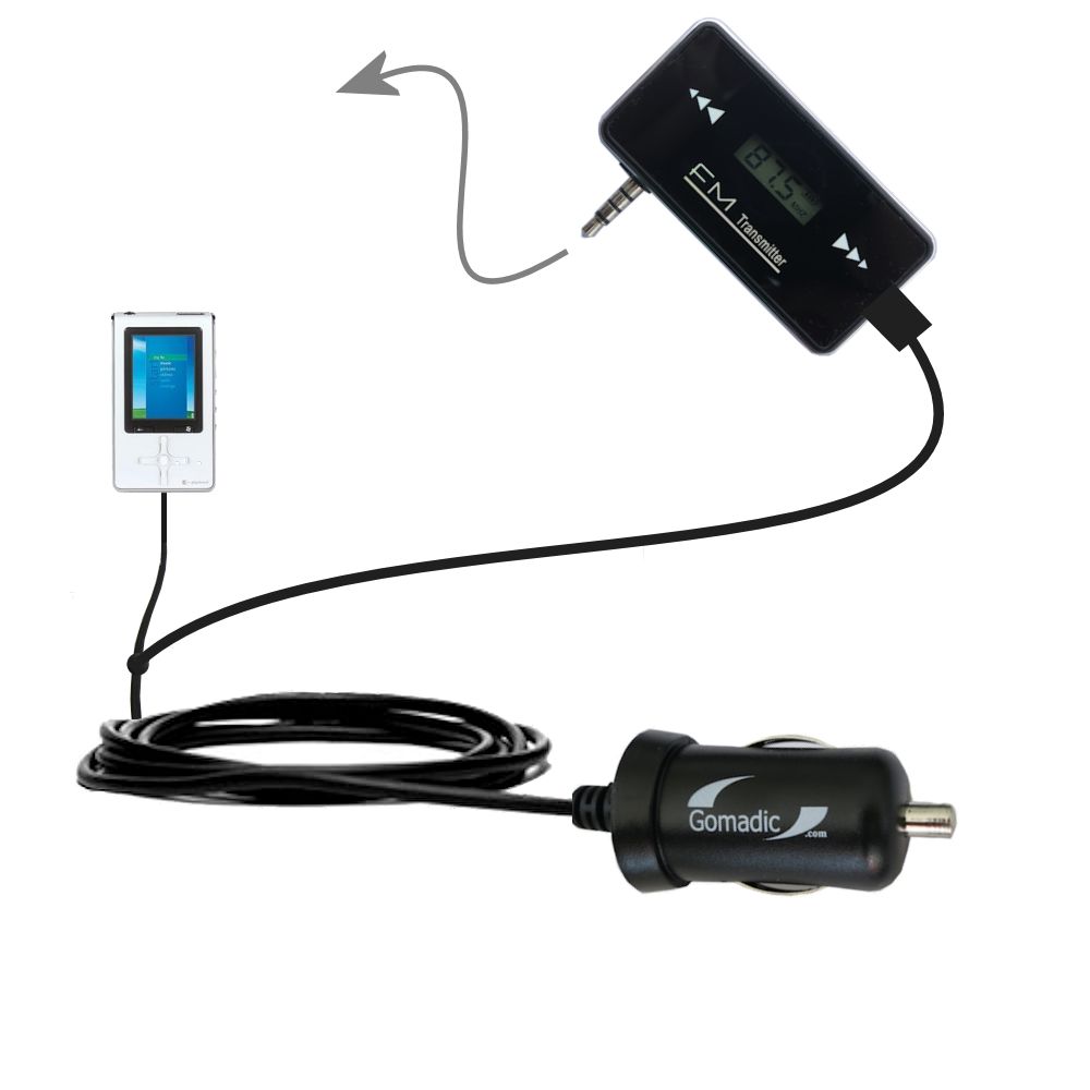 FM Transmitter Plus Car Charger compatible with the Toshiba Gigabeat S MES60VK