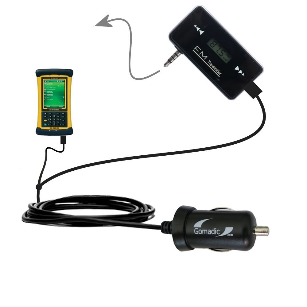 FM Transmitter Plus Car Charger compatible with the Trimble Nomad 800 Series