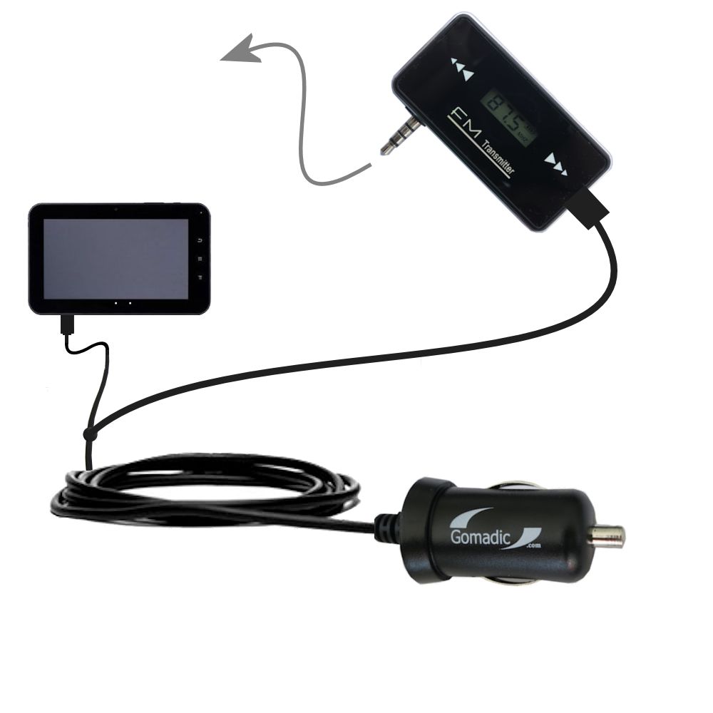 FM Transmitter Plus Car Charger compatible with the Tursion 7 BOXCHIP MID TS-501