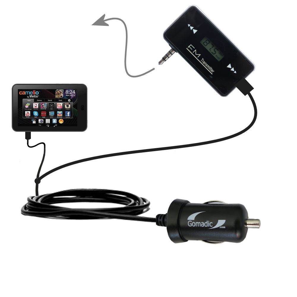 FM Transmitter Plus Car Charger compatible with the Vivitar Camelio