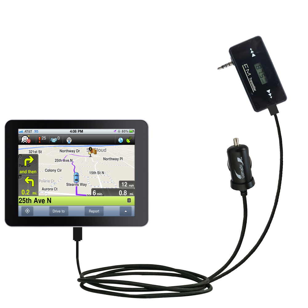 FM Transmitter Plus Car Charger compatible with the Zeki 10 Inch Tablet - TBQG1184B