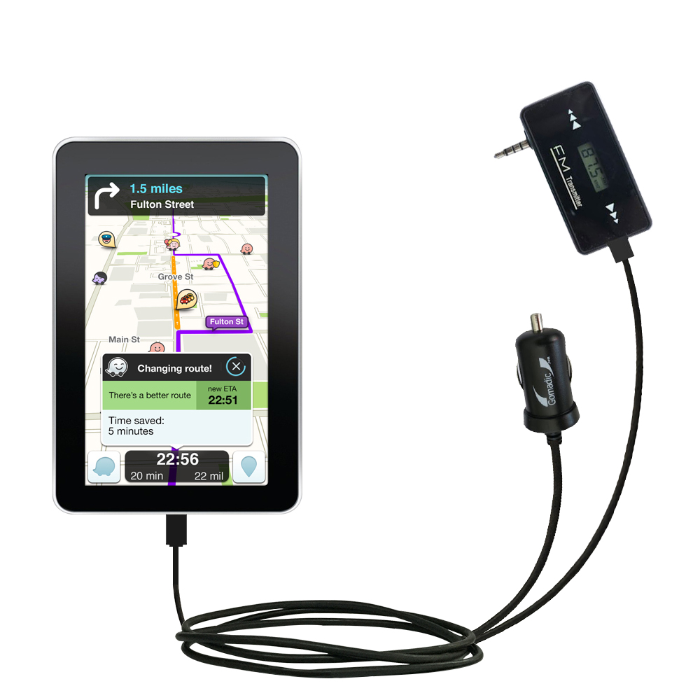FM Transmitter Plus Car Charger compatible with the Zeki 7 Inch Tablet - TBDB763B