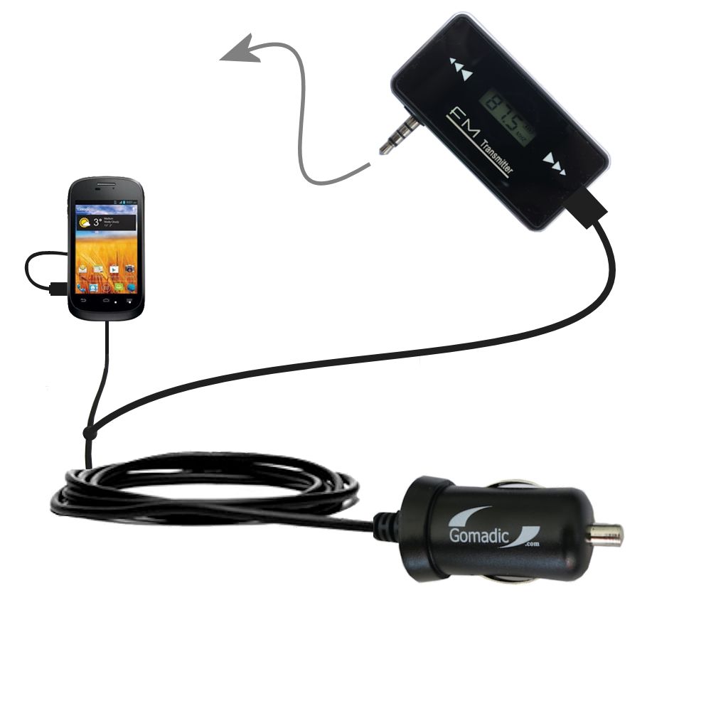 FM Transmitter Plus Car Charger compatible with the ZTE Director