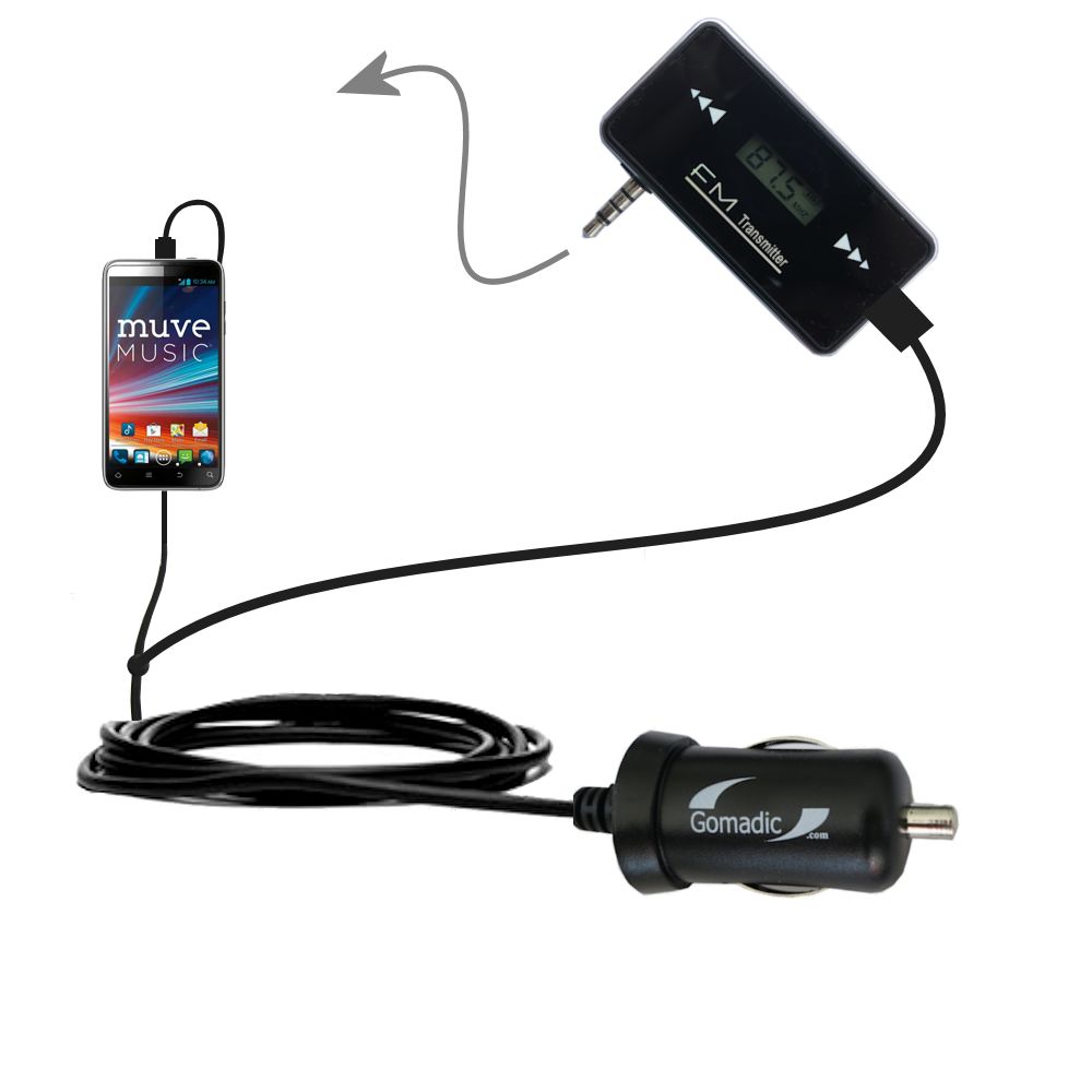FM Transmitter Plus Car Charger compatible with the ZTE Engage LT