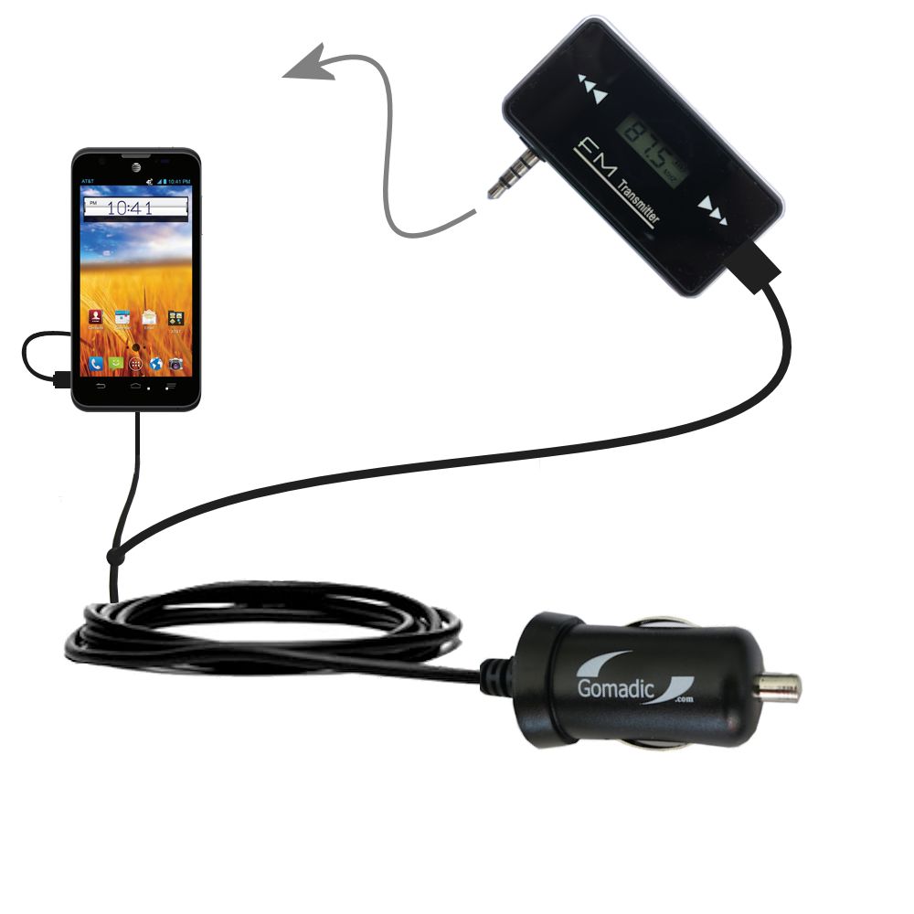 FM Transmitter Plus Car Charger compatible with the ZTE Mustang Z998
