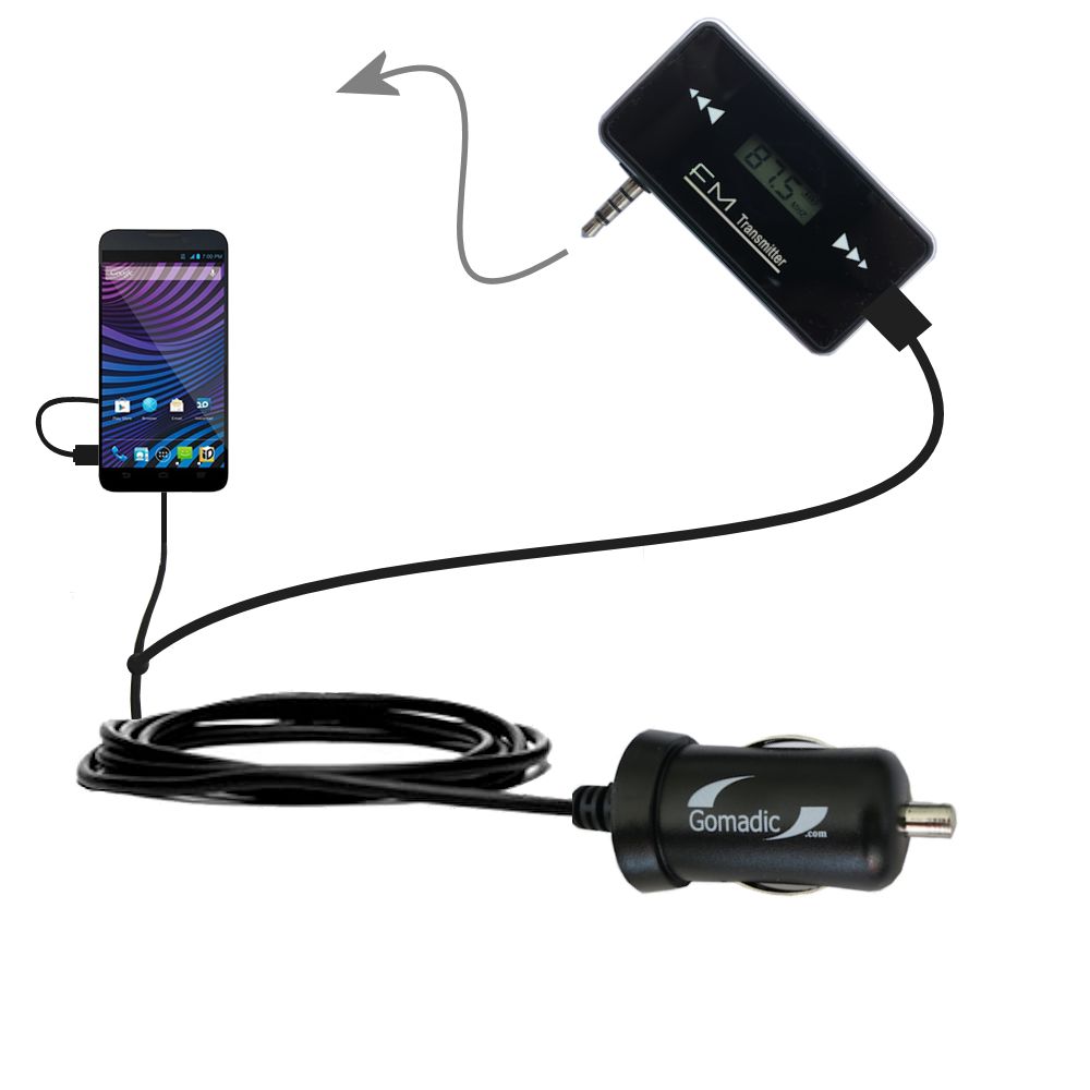 FM Transmitter Plus Car Charger compatible with the ZTE Vital