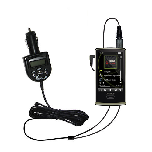 FM Transmitter & Car Charger compatible with the Archos 1 / 2 / 3 Vision A30VC