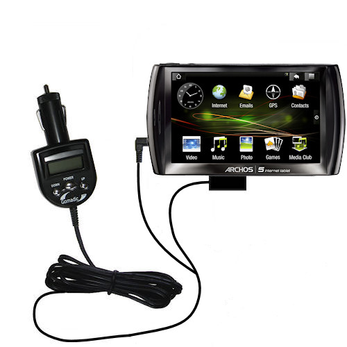 FM Transmitter & Car Charger compatible with the Archos 5 Internet Tablet with Android