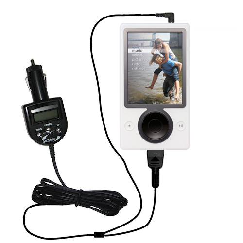 FM Transmitter & Car Charger compatible with the Microsoft Zune (1st Generation)