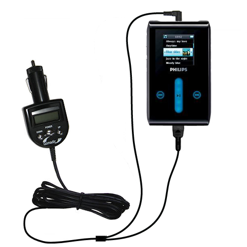 FM Transmitter & Car Charger compatible with the Philips GoGear HDD1420 HDD1430