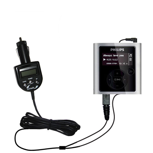 FM Transmitter & Car Charger compatible with the Philips RaGa MP3 Player