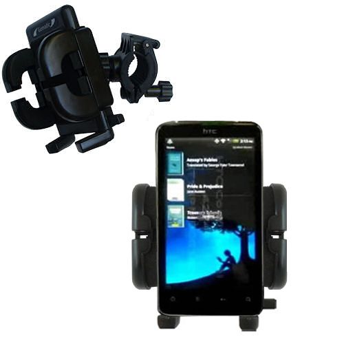 Gomadic Bike Handlebar Holder Mount System suitable for the HTC Kingdom - Unique Holder; Lifetime Warranty