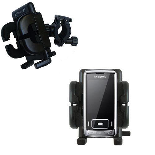 Gomadic Bike Handlebar Holder Mount System suitable for the Samsung SGH-G800 - Unique Holder; Lifetime Warranty