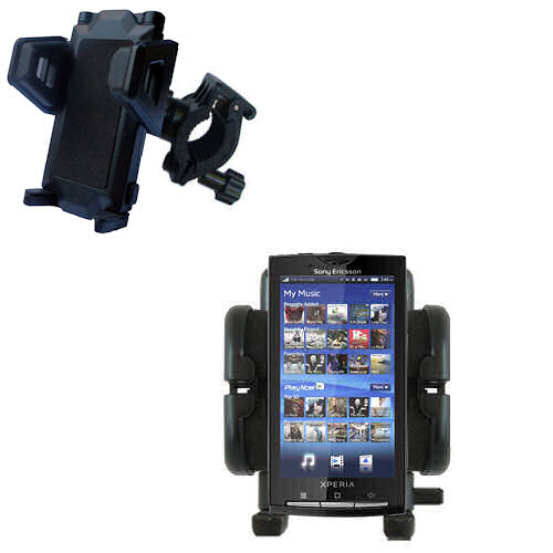 Gomadic Bike Handlebar Holder Mount System suitable for the Sony Ericsson Xperia X10 - Unique Holder; Lifetime Warranty