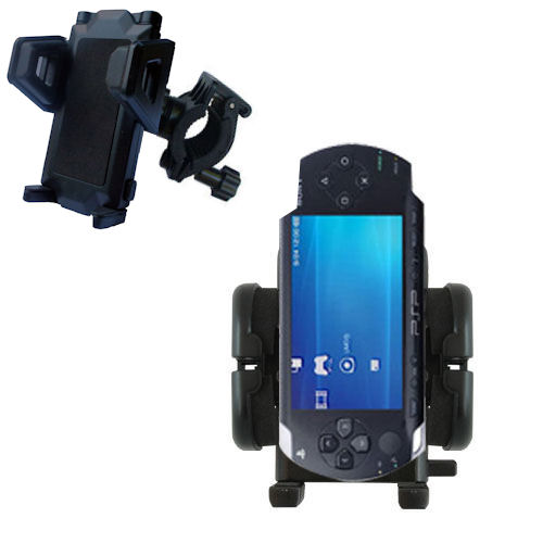 Gomadic Bike Handlebar Holder Mount System suitable for the Sony PSP - Unique Holder; Lifetime Warranty