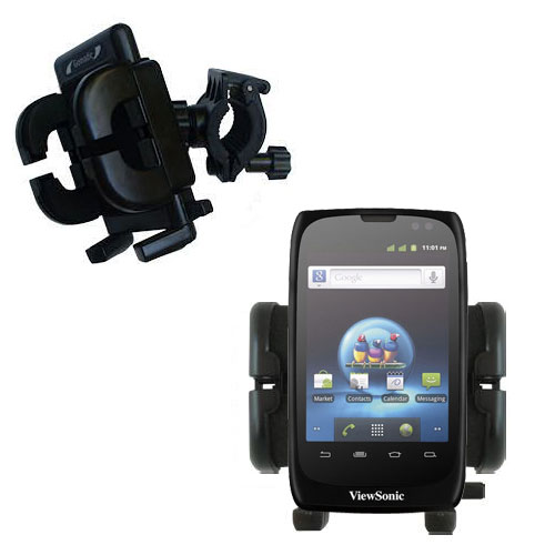Gomadic Bike Handlebar Holder Mount System suitable for the ViewSonic ViewPhone 3 4s 4e 5e - Unique Holder; Lifetime Warranty