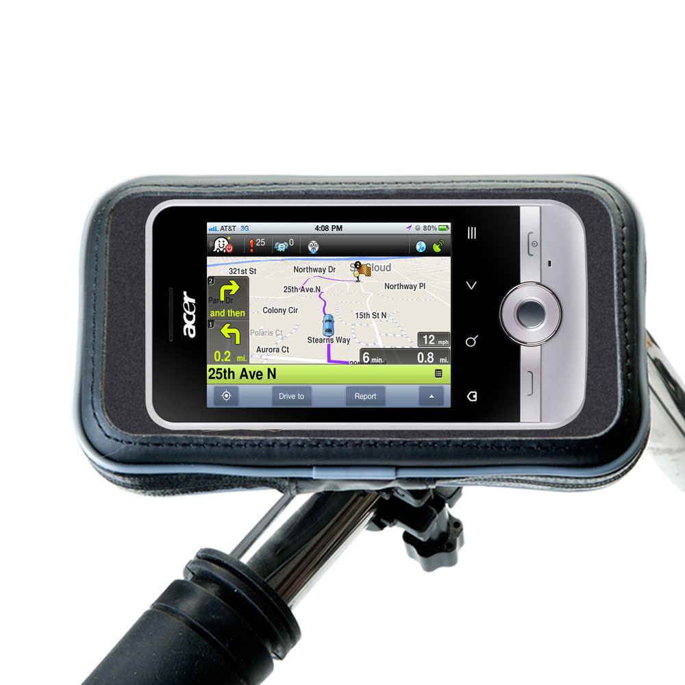 Weatherproof Handlebar Holder compatible with the Acer beTouch E120