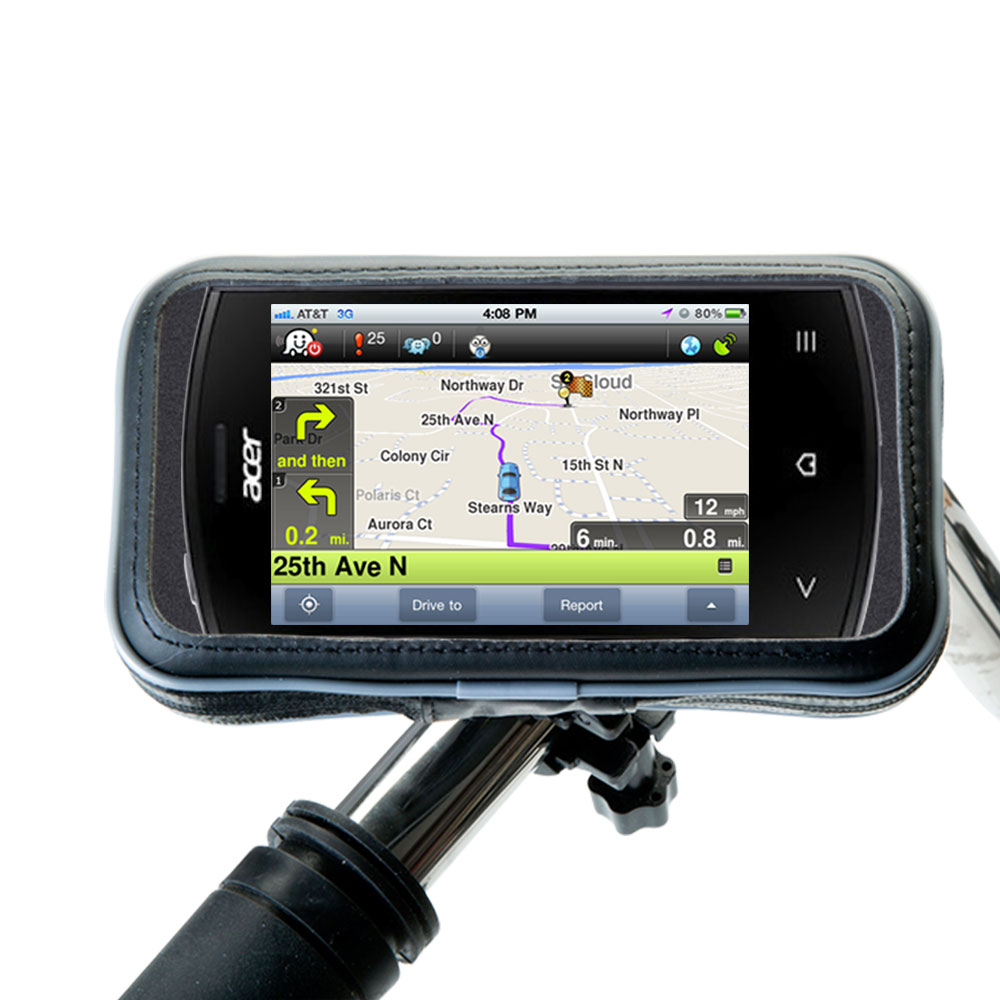 Weatherproof Handlebar Holder compatible with the Acer Liquid Express