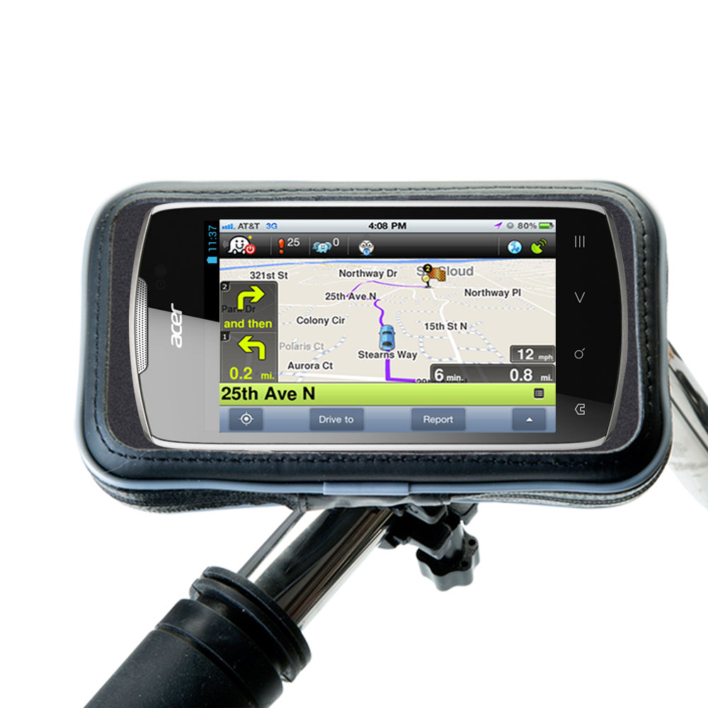 Weatherproof Handlebar Holder compatible with the Acer Liquid Glow