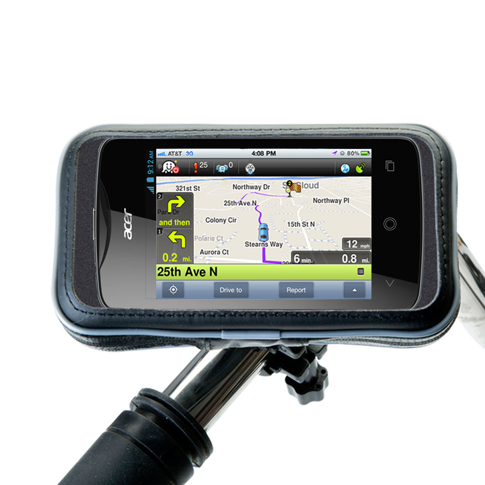 Weatherproof Handlebar Holder compatible with the Acer Liquid Z3